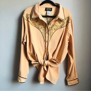 Bob Mackie Wearable Art Western Cowgirl Style Design "M" Buttons Long Sleeve XL